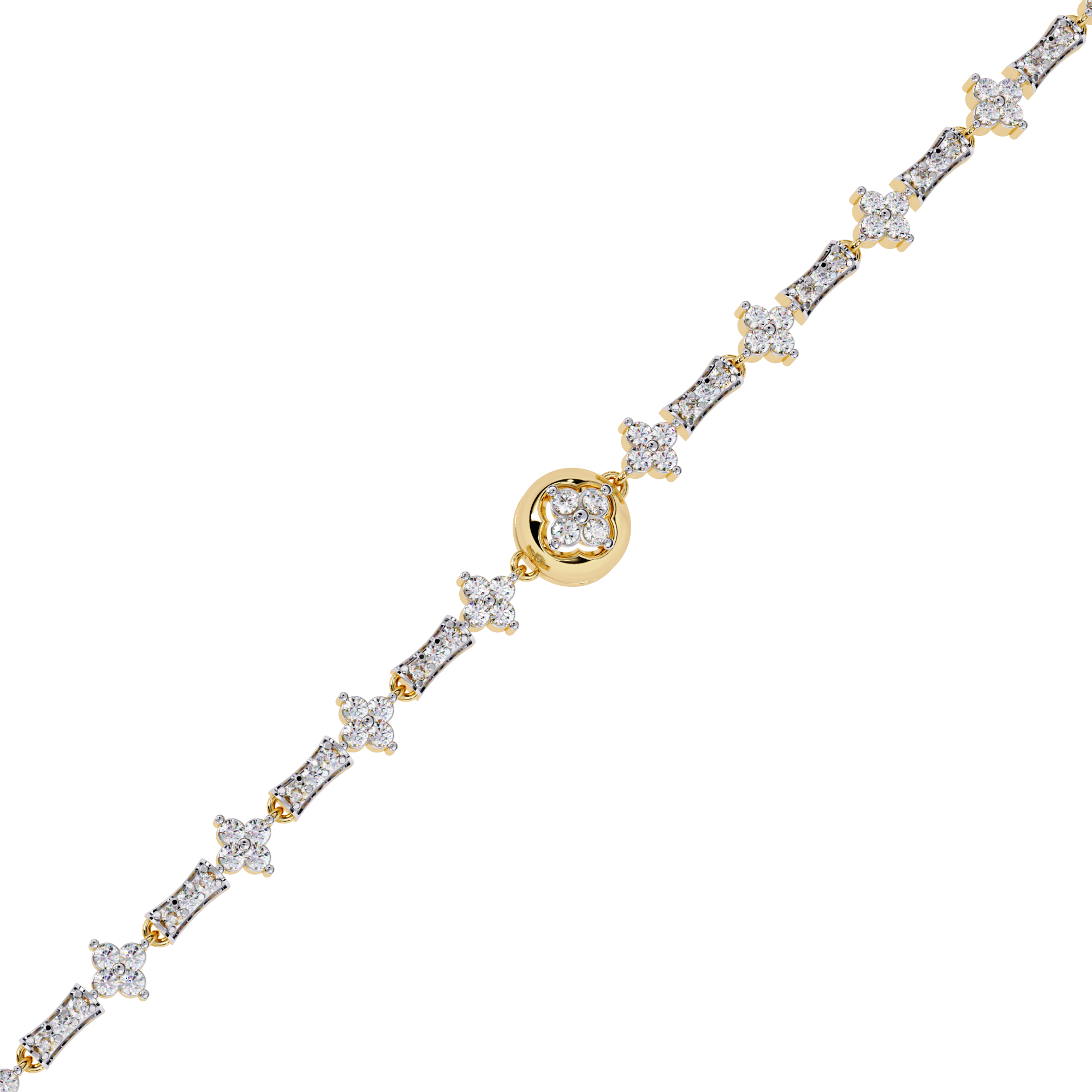 Solitairekart 0.82ct Alternating Diamond and Gold Bracelet-HI Color, VS-SI Clarity